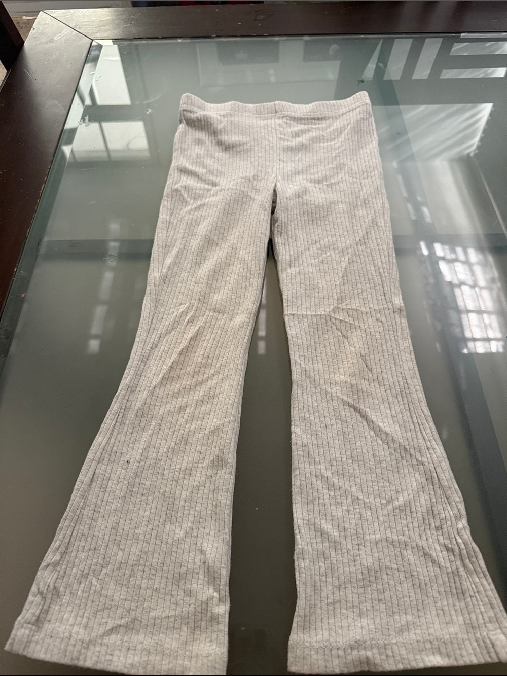 Carter's Light Gray Ribbed Knit Pants - Kids